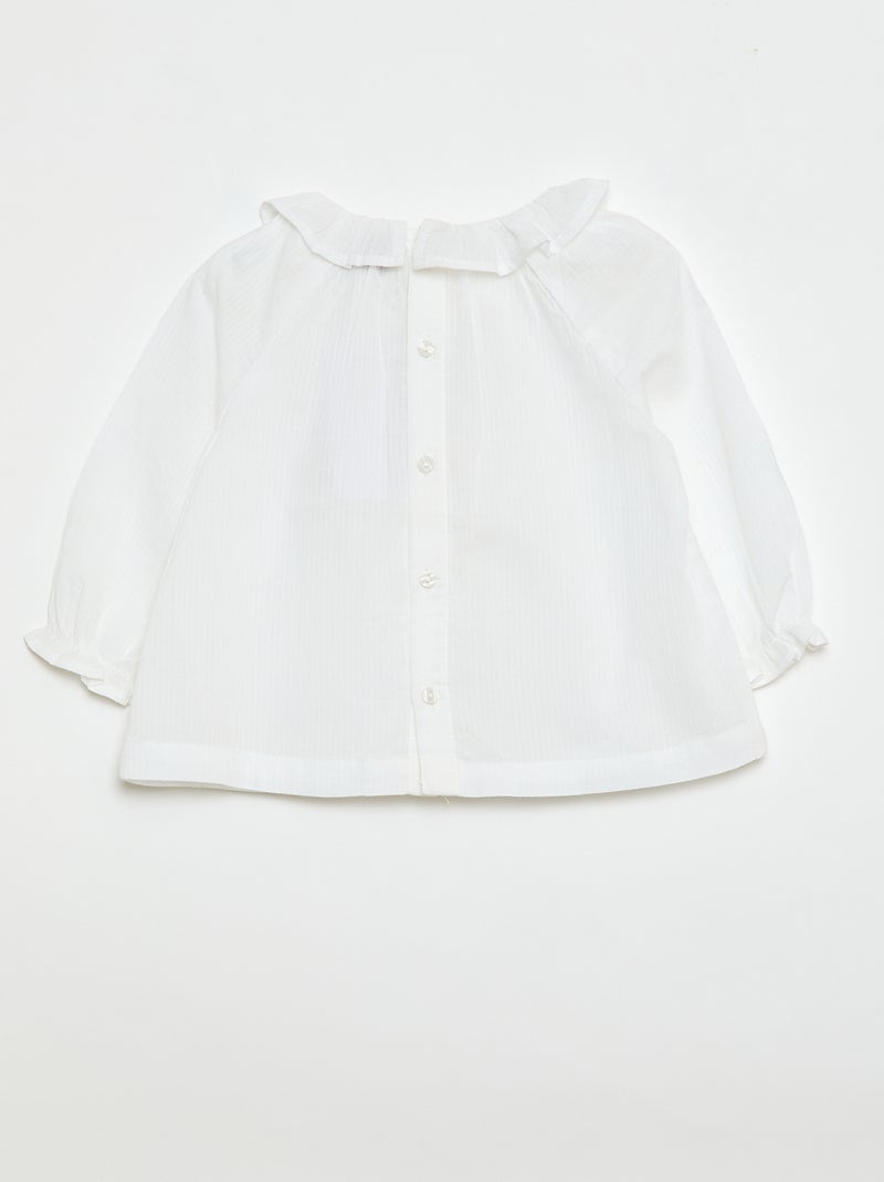 Blouse en dobby avec ouverture boutonnée au dos Blanc - Kiabi