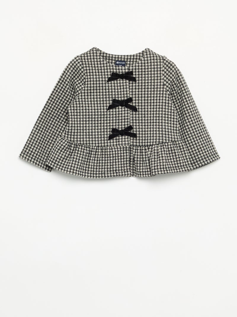 Blouse en flanelle avec nœuds et base volantée Noir - Kiabi
