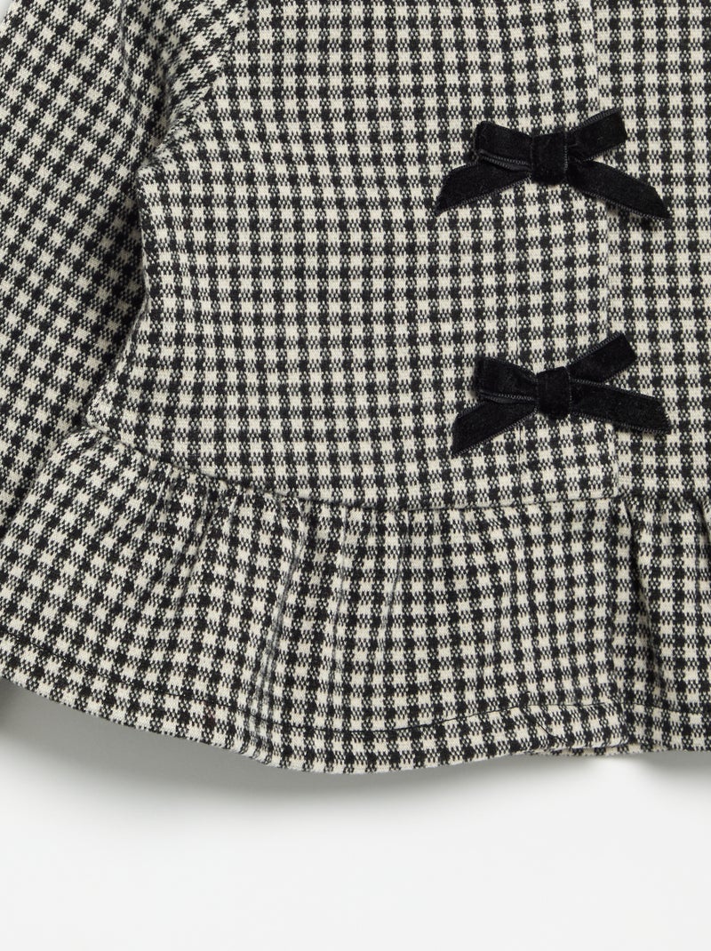 Blouse en flanelle avec nœuds et base volantée Noir - Kiabi