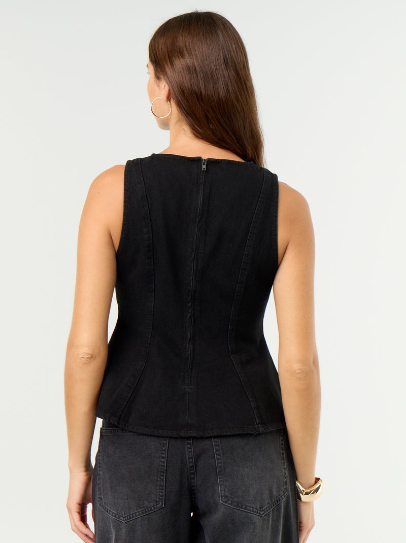 Blouse en jean sans manches Noir - Kiabi