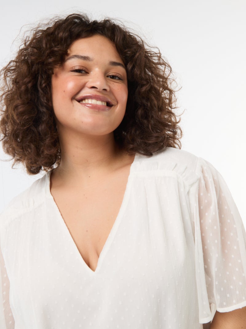 Blouse en plumetis Blanc - Kiabi