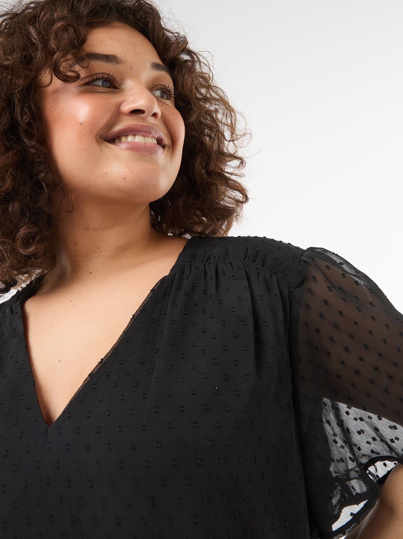 Blouse en plumetis Noir - Kiabi