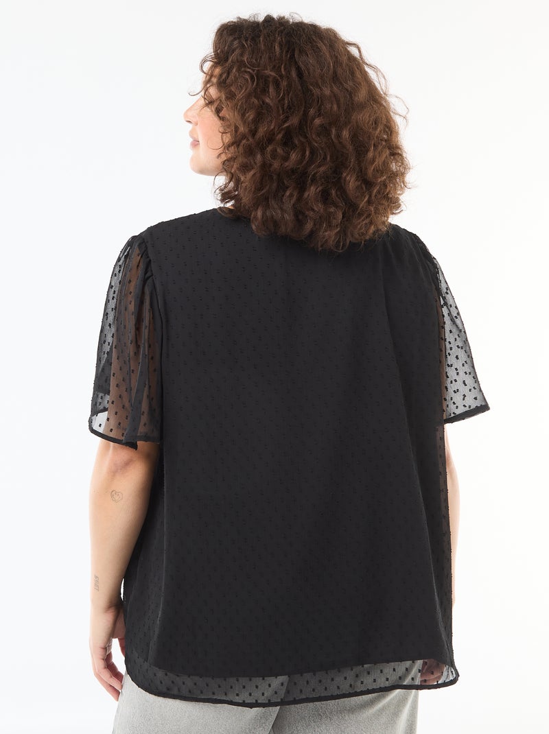 Blouse en plumetis Noir - Kiabi