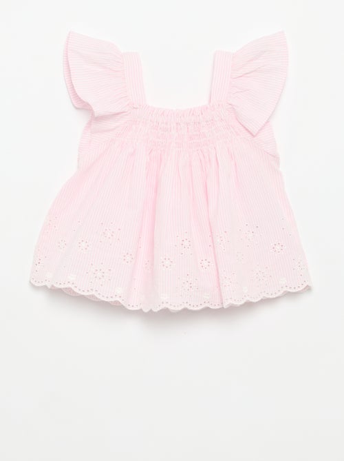 Blouse en popeline avec volants - Kiabi Blouse en popeline avec volants - Kiabi