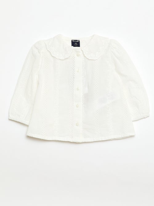 Blouse en voile de coton avec broderies - Kiabi