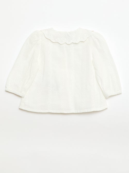Blouse en voile de coton avec broderies - Kiabi