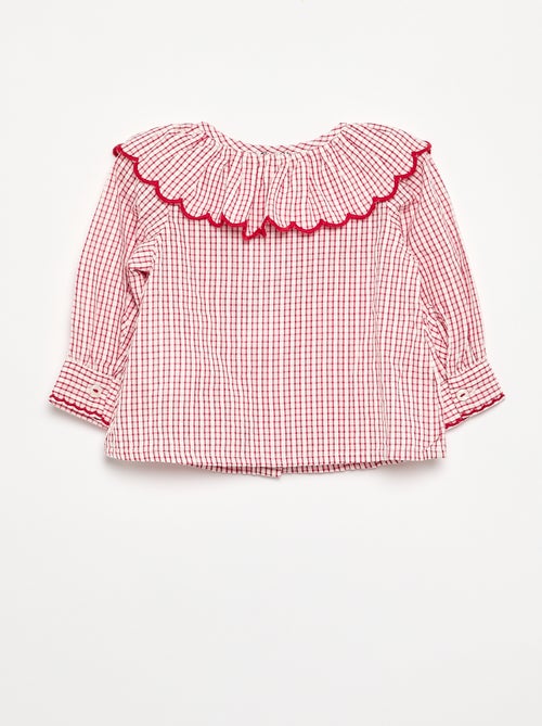 Blouse en voile de coton avec col claudine - Kiabi