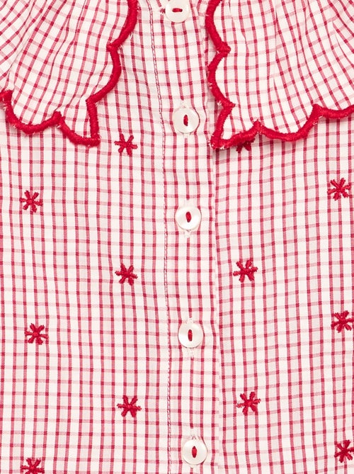 Blouse en voile de coton avec col claudine - Kiabi