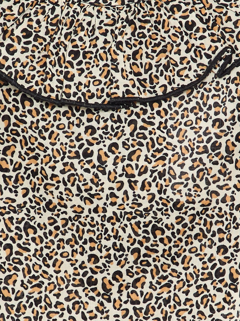 Blouse en voile de coton motif léopard Marron - Kiabi