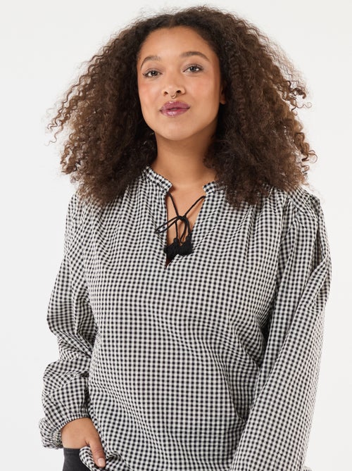Blouse fluide carreaux vichy - Kiabi