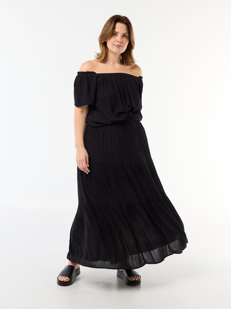 Blouse fluide crêpée à manches courtes Noir - Kiabi