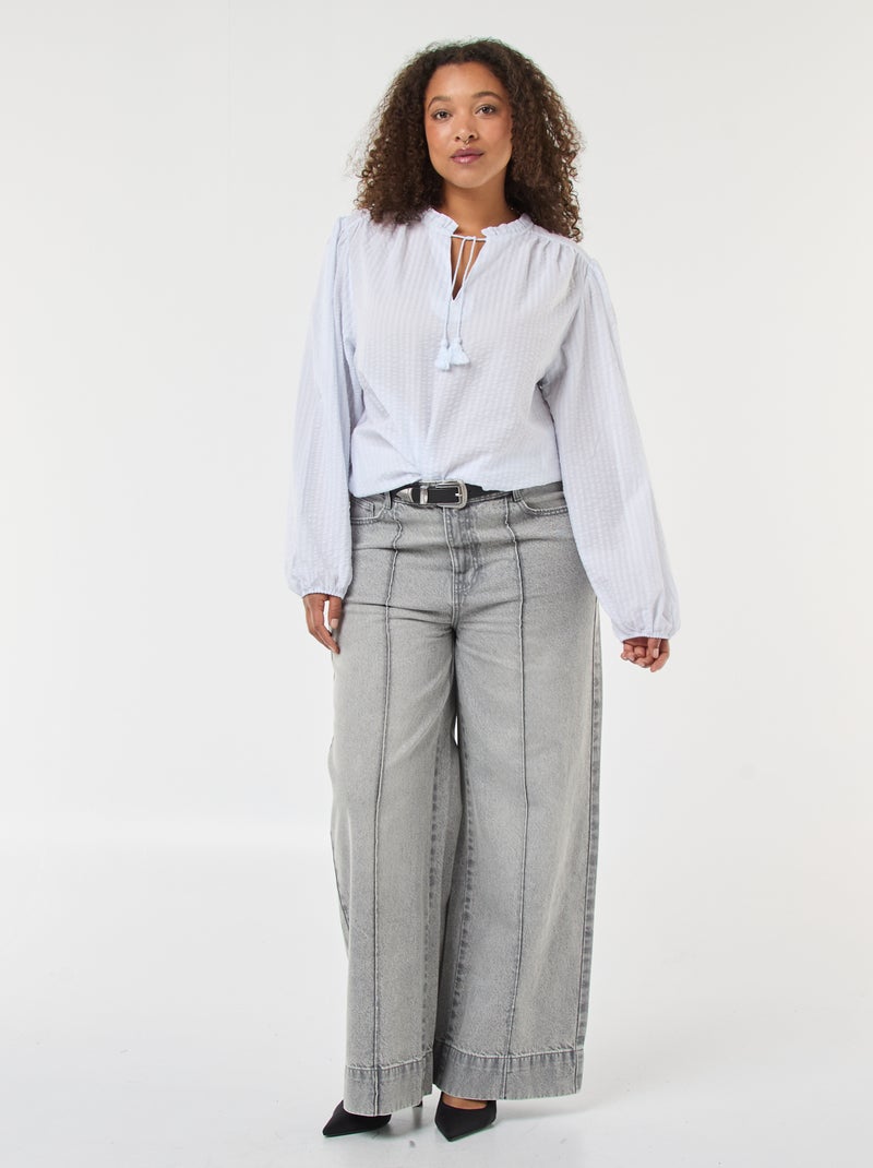 Blouse fluide fines rayures Blanc - Kiabi