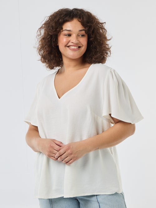 Blouse fluide uni à manches courtes - Kiabi