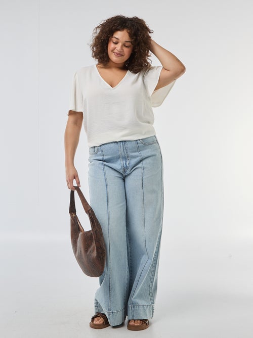 Blouse fluide uni à manches courtes - Kiabi