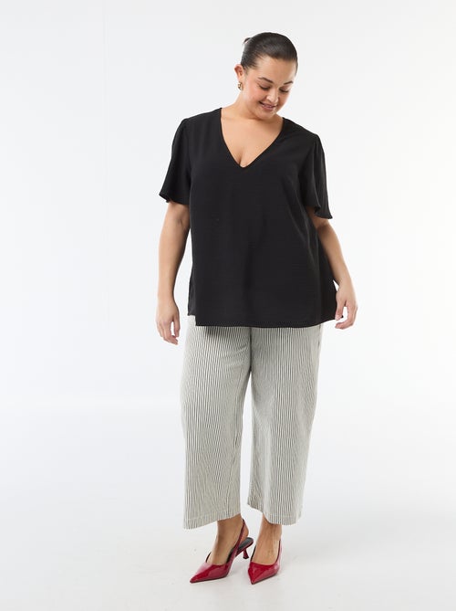 Blouse fluide uni à manches courtes - Kiabi