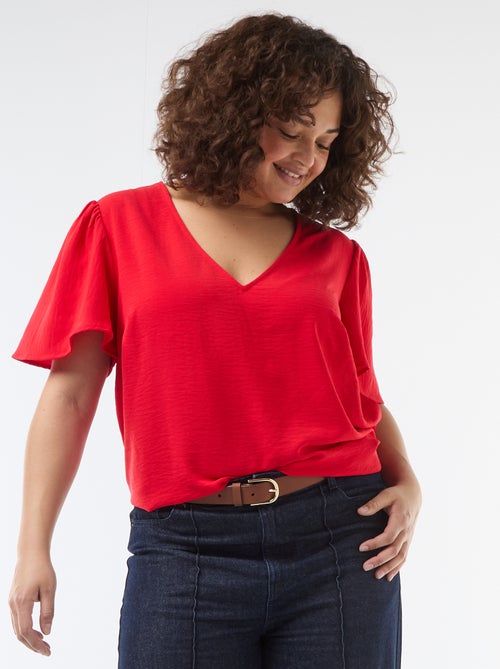 Blouse fluide uni à manches courtes - Kiabi