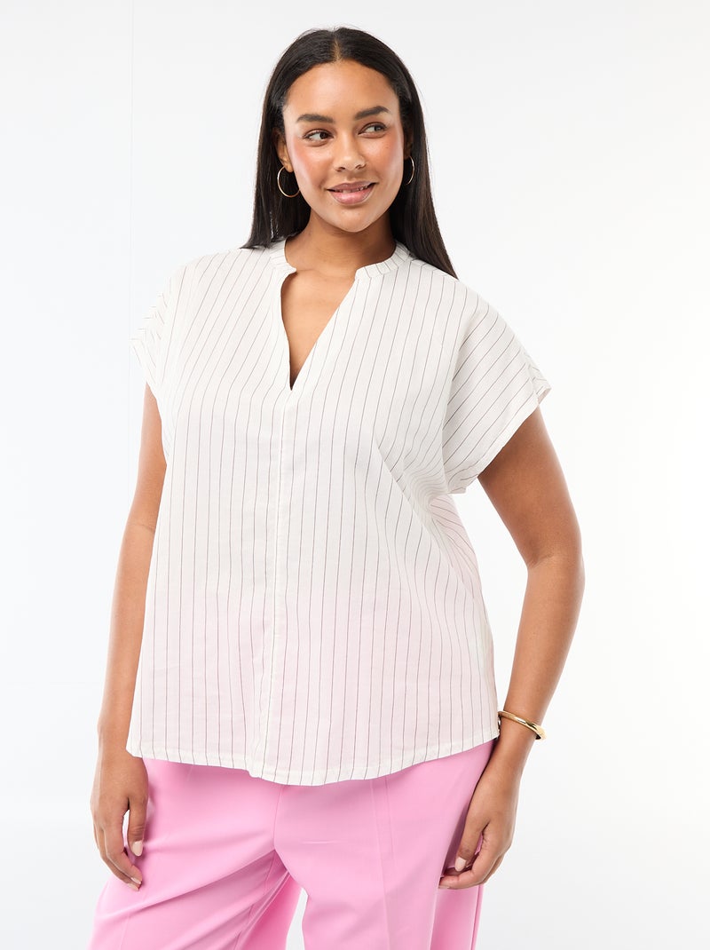 Blouse légère à manches courtes Blanc - Kiabi