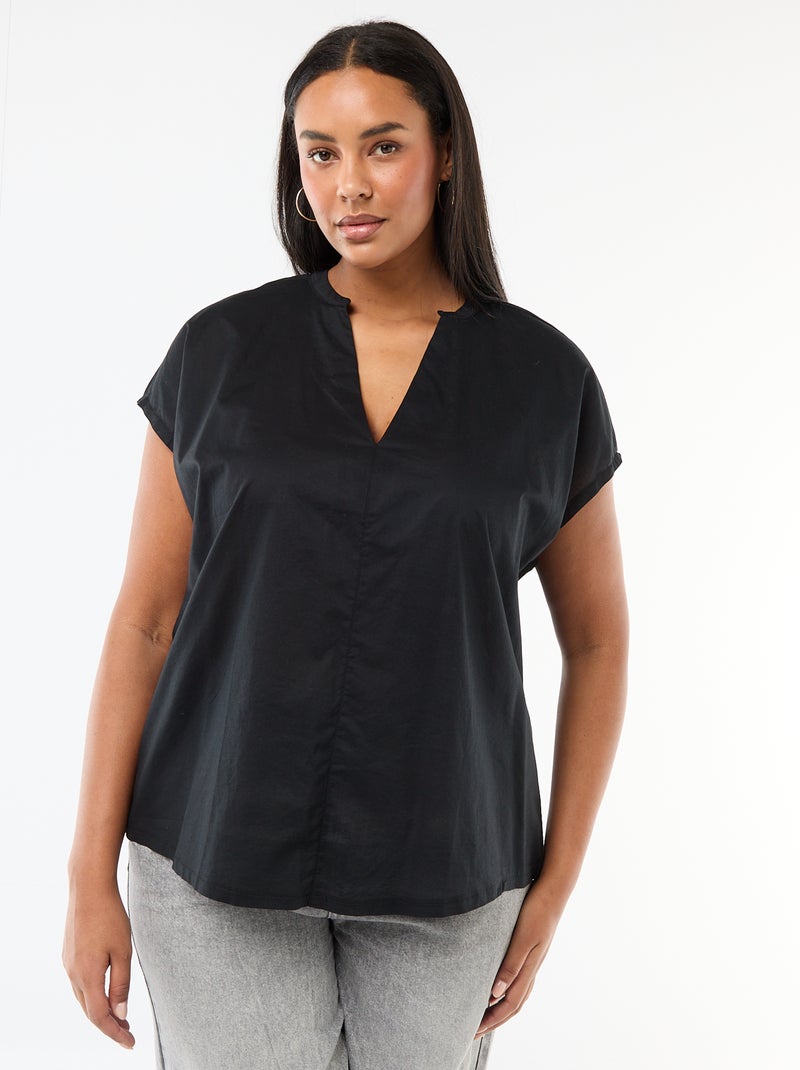 Blouse légère à manches courtes Noir - Kiabi