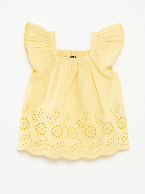 Blouse légère avec bretelles volantées et broderies - Kiabi