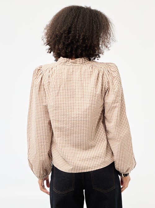 Blouse manches longues à carreaux - Kiabi