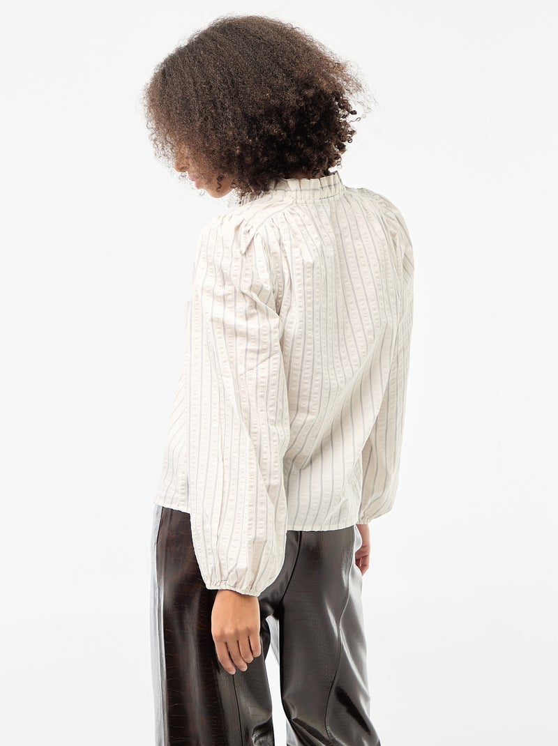 Blouse manches longues à carreaux Beige - Kiabi