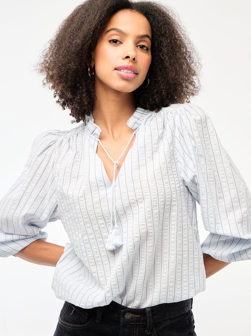 Blouse manches longues à carreaux - Kiabi