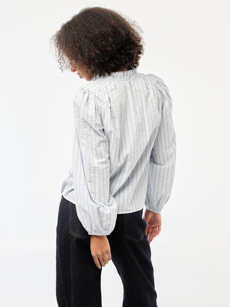 Blouse manches longues à carreaux Bleu - Kiabi