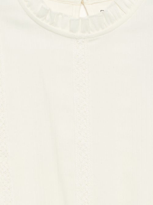 Blouse manches longues avec col volanté - Kiabi