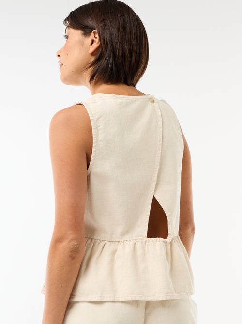 Blouse peplum en jean sans manches - Kiabi