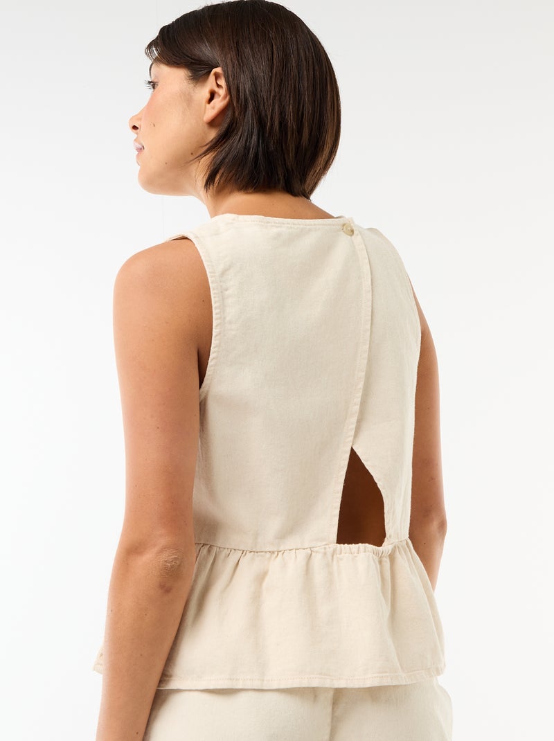 Blouse peplum en jean sans manches Blanc - Kiabi