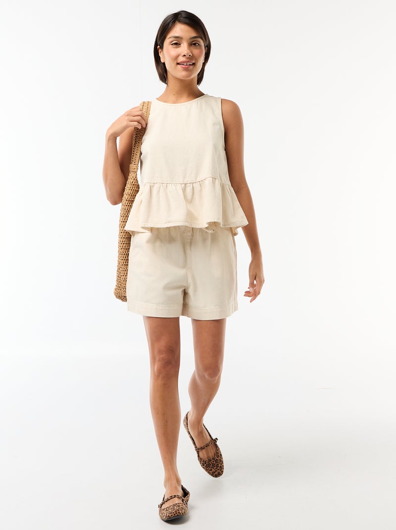 Blouse peplum en jean sans manches Blanc - Kiabi