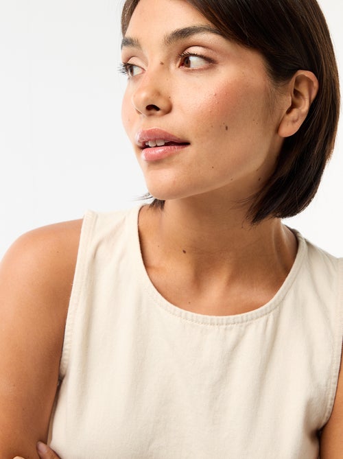 Blouse peplum en jean sans manches - Kiabi