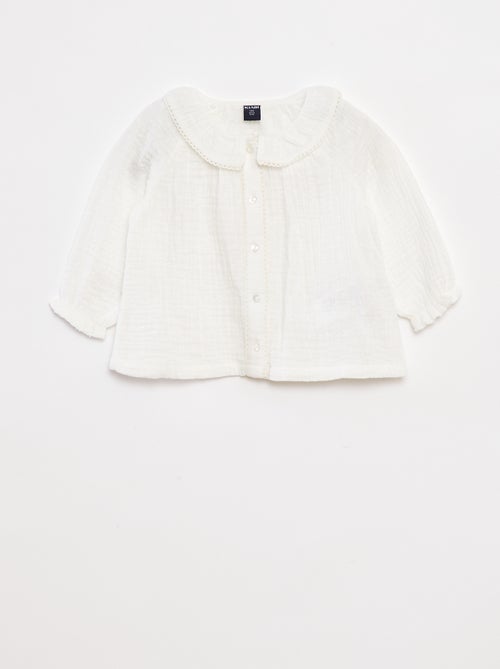 Blouse plumetis en gaze de coton - Kiabi