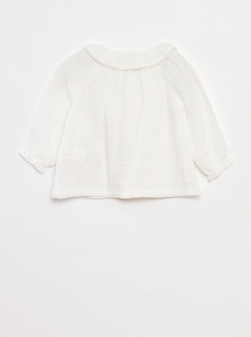 Blouse plumetis en gaze de coton - Kiabi