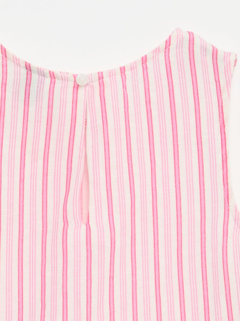 Blouse rayée avec nœuds fantaisie Rose - Kiabi