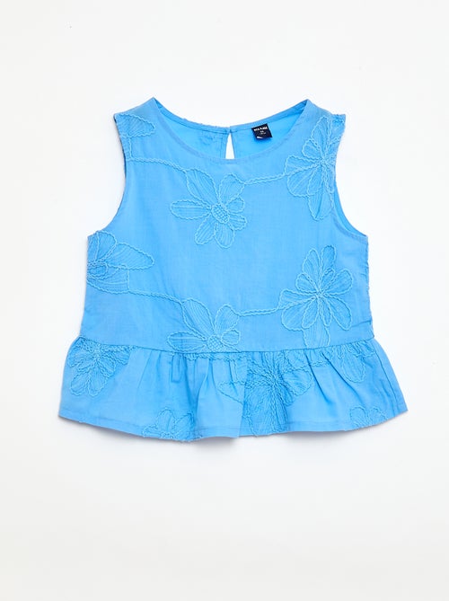 Blouse sans manches avec broderies fleuries - Kiabi