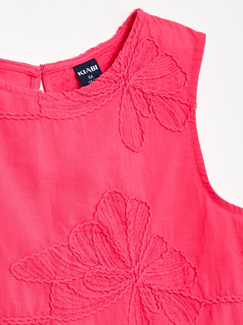 Blouse sans manches avec broderies fleuries Rose - Kiabi