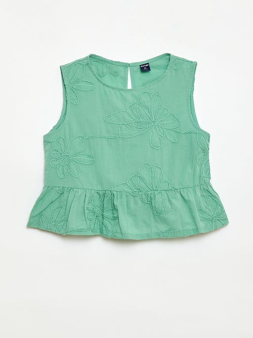 Blouse sans manches avec broderies fleuries - Kiabi