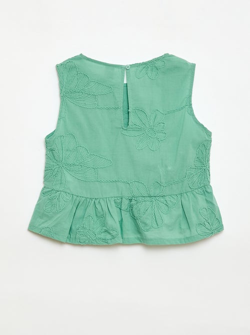 Blouse sans manches avec broderies fleuries - Kiabi