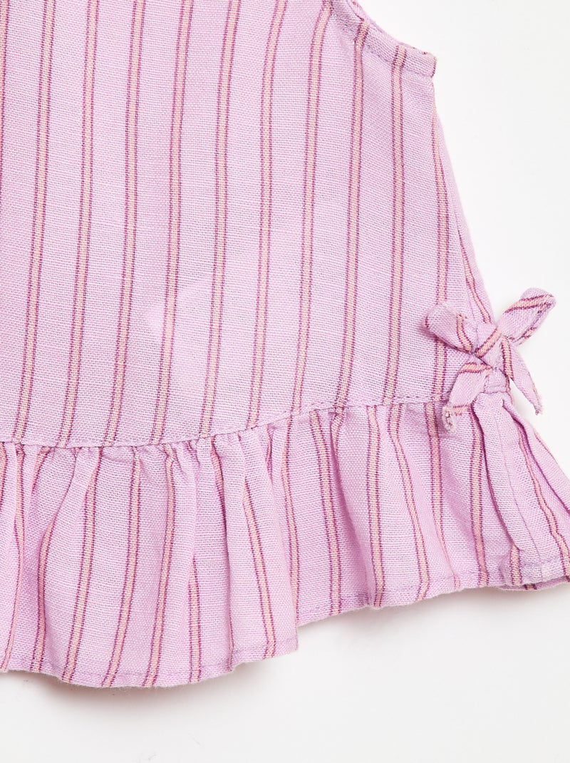 Blouse sans manches avec volants et nœuds Violet - Kiabi