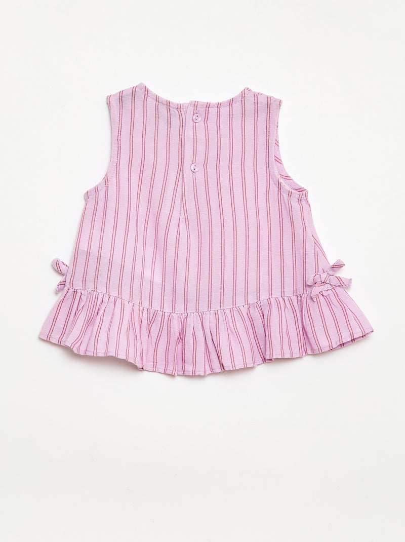 Blouse sans manches avec volants et nœuds Violet - Kiabi