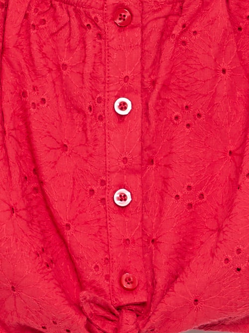Blouse unie avec broderies anglaises - Kiabi