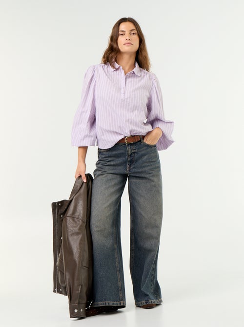Blouse with Buttoned Collar Opening - Kiabi