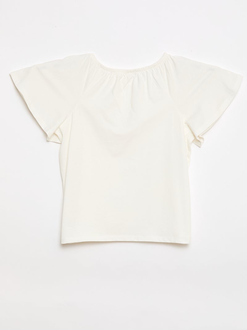 Blouse with Elasticated Collar - Easy-Wear Collection Ecru - Kiabi