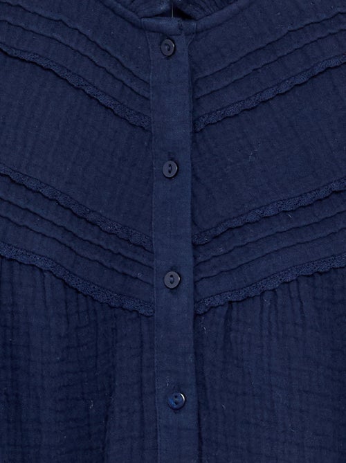 Blouse with Ruffled Collar and Embroidery - Kiabi