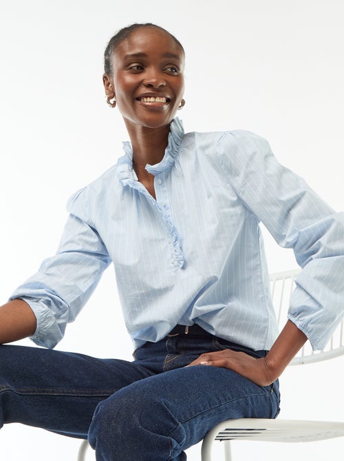 Blouse with Ruffled Collar and Opening - Kiabi