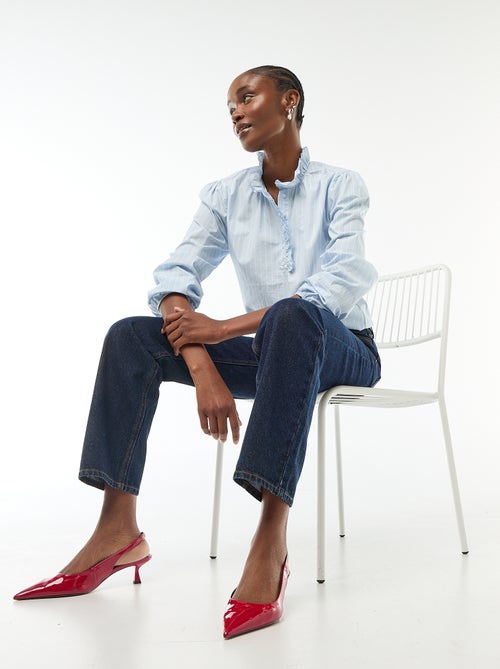 Blouse with Ruffled Collar and Opening - Kiabi