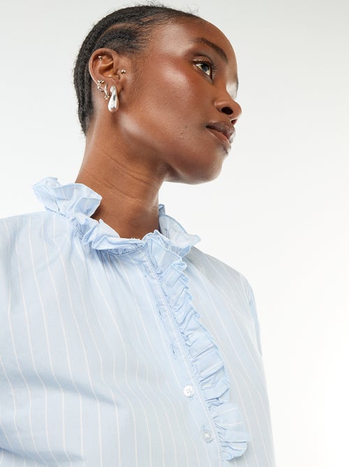 Blouse with Ruffled Collar and Opening - Kiabi