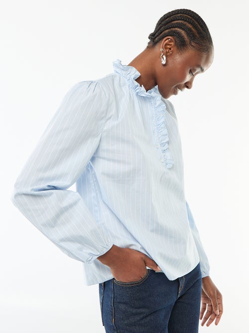 Blouse with Ruffled Collar and Opening - Kiabi
