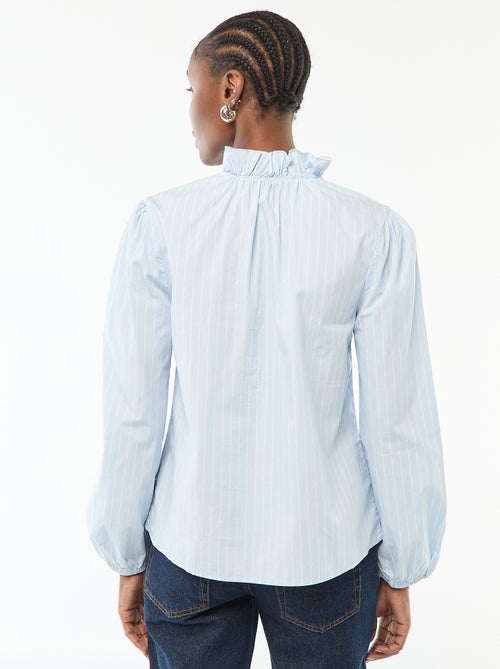 Blouse with Ruffled Collar and Opening - Kiabi
